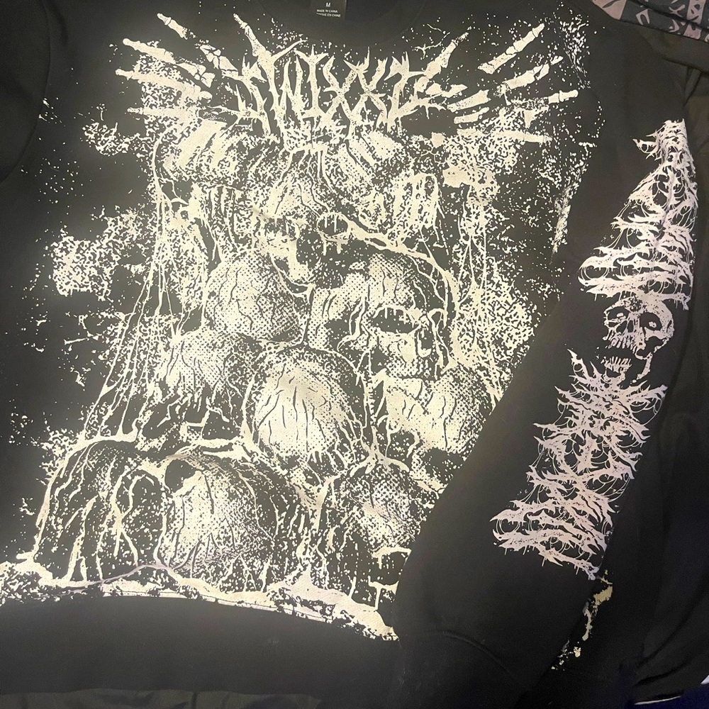 SWIXXZ Skull Pile Black Oversize Crewneck Sweatshirt